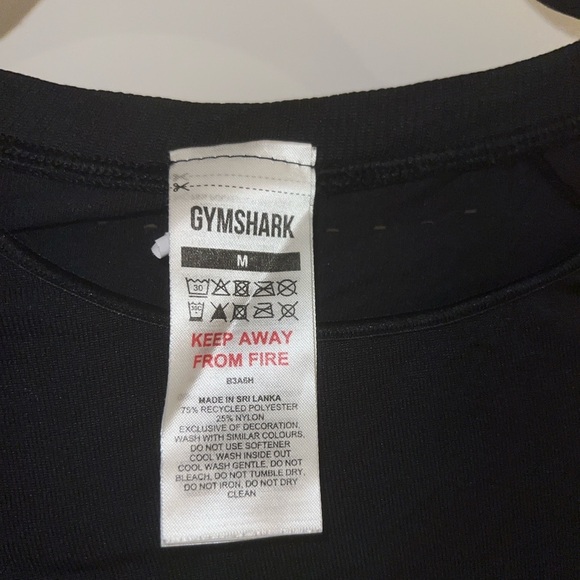 Gymshark Crop Top Long Sleeves Black Drawstring Waist Breathable Sides Medium - Picture 3 of 8